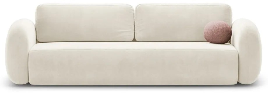 Canapea crem extensibilă/cu spațiu de depozitare cu tapițerie din catifea 262 cm Tonale – Cosmopolitan Design