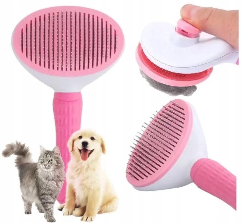 Zaparkorun Perie inovatoare  pentru pieptanat blana PETBRUSHY - roz