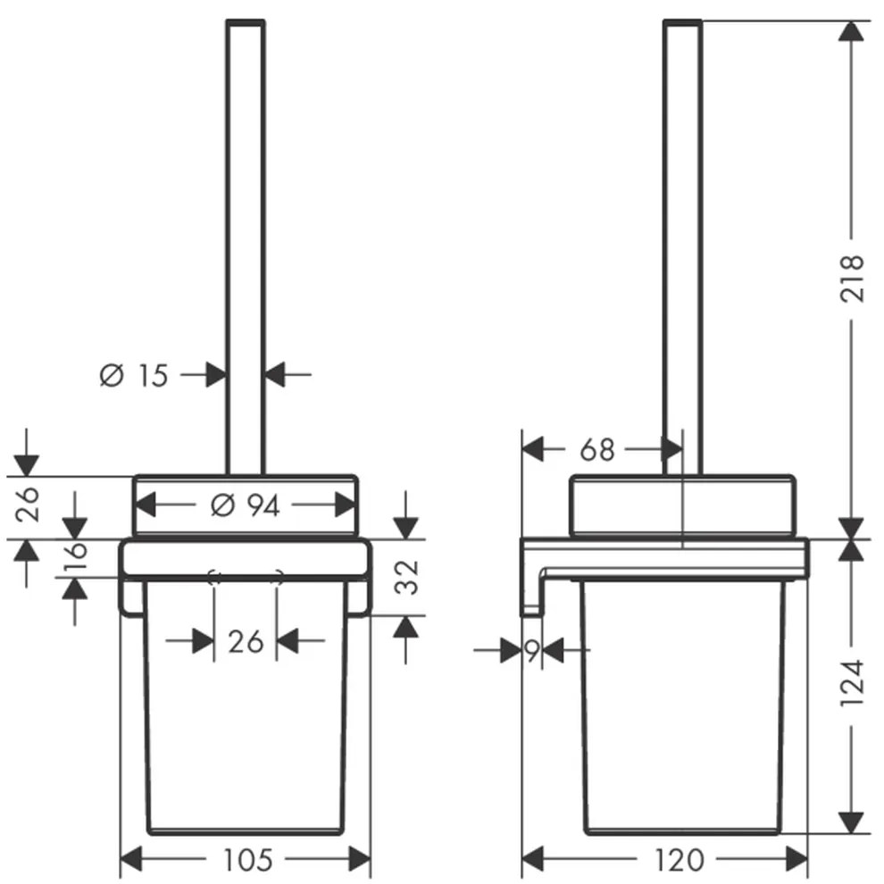 Perie cu suport pentru vasul de toaleta culoare alb mat Hansgrohe AddStoris 41752700 Alb mat