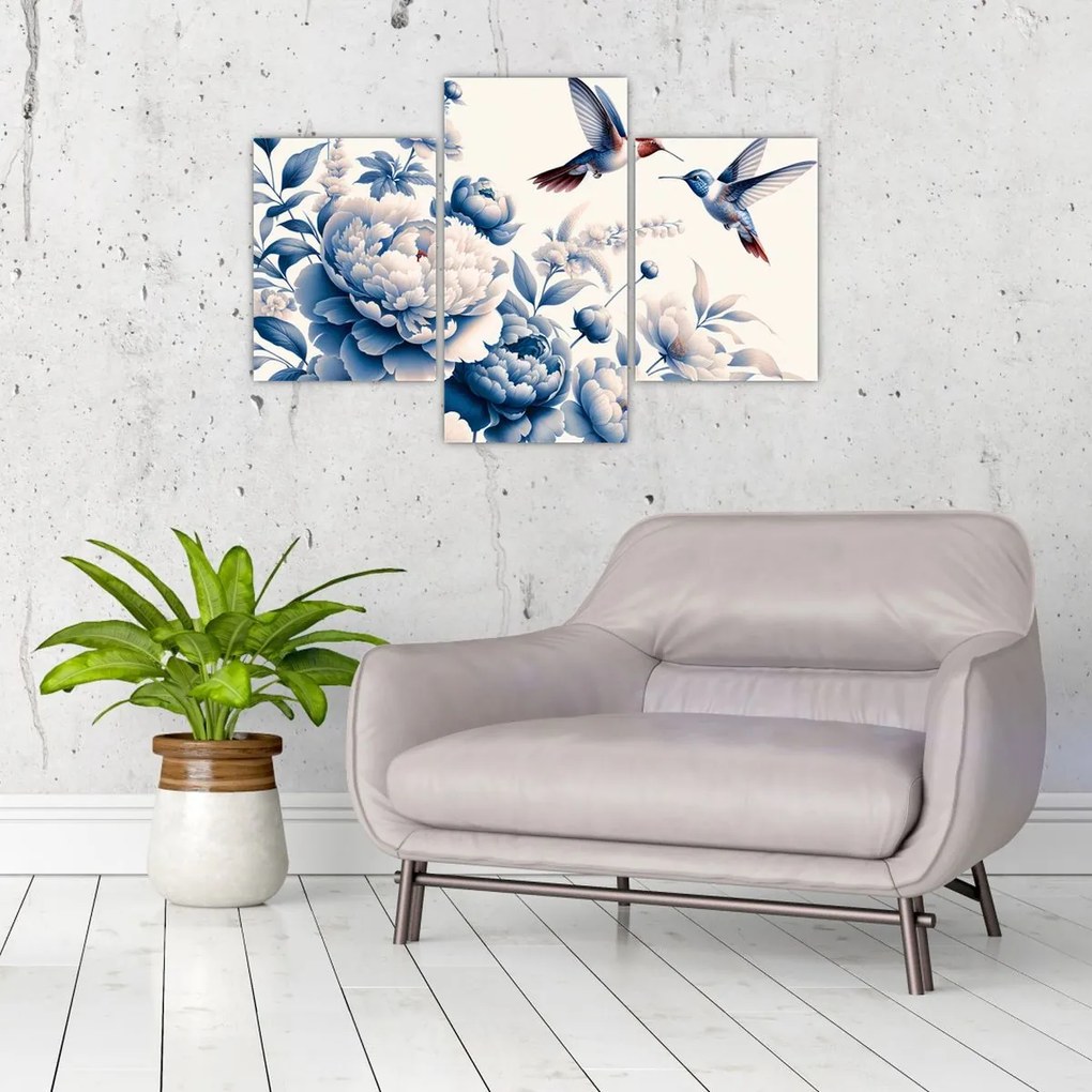 Tablou - Colibri deasupra florii (90x60 cm)