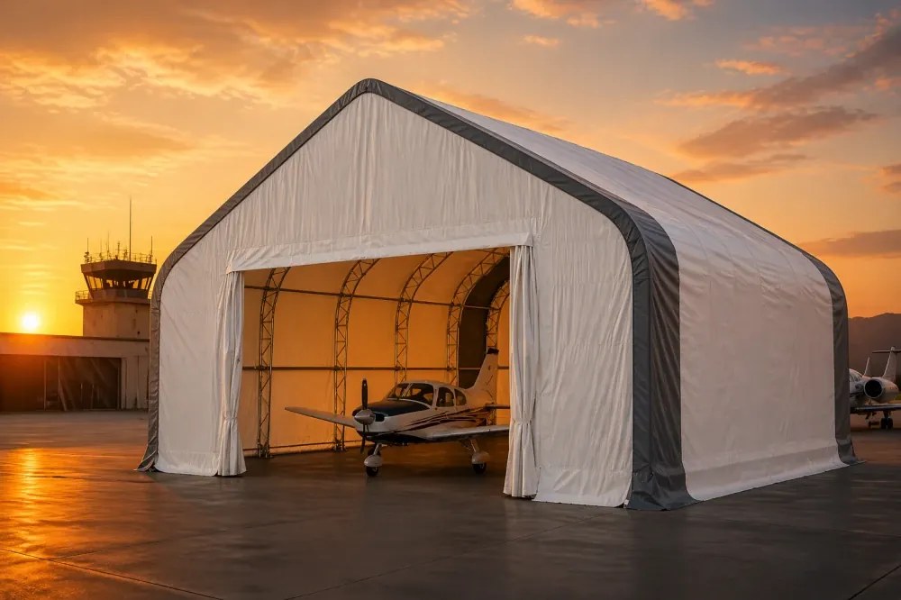 Hangar pentru avioane, 13x13x7.5 m, Alb/Gri,