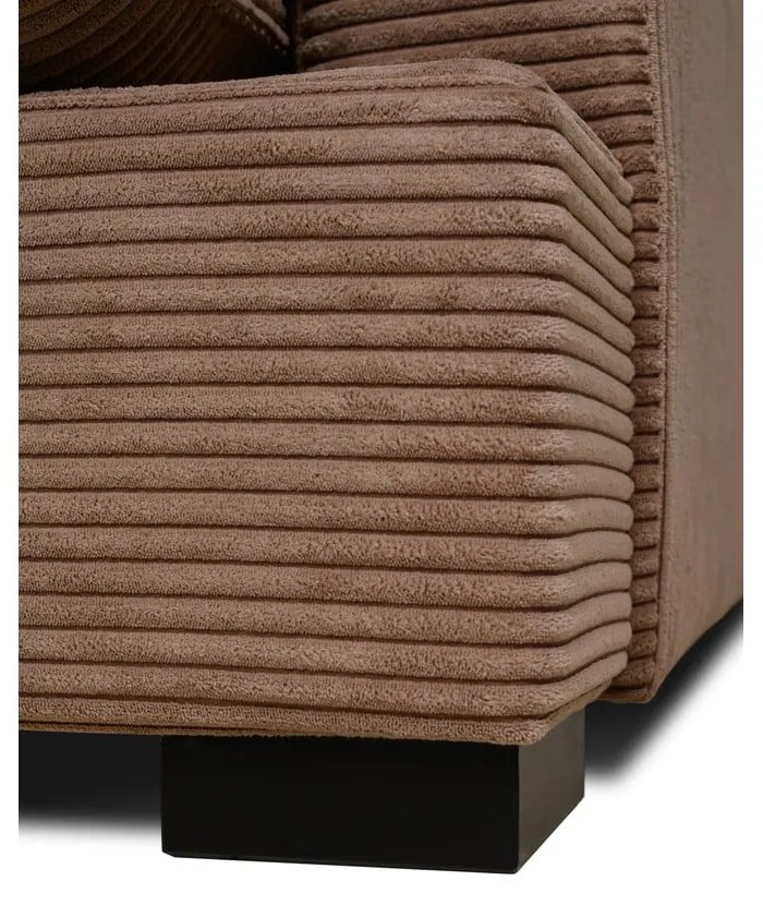 Canapea maro deschis cu tapițerie din catifea reiată 236 cm Mobby – Scandic