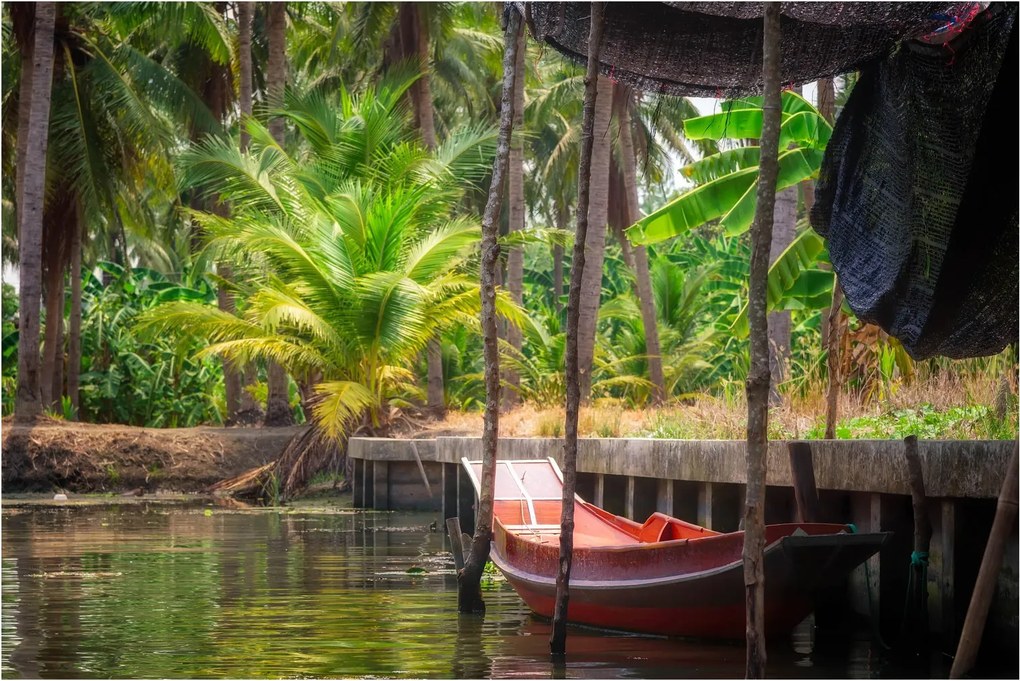 Tablou - Nava din lemn în canal , Thailand (90x60 cm)