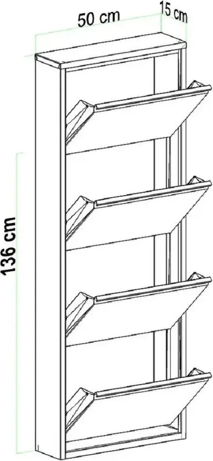 Pantofar 4 usi,din metal,culoare alb