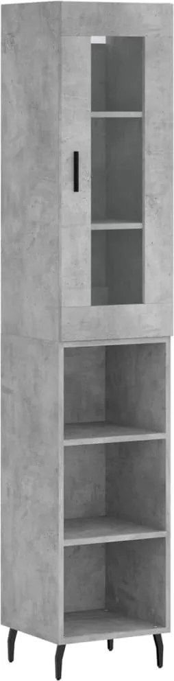 vidaXL Dulap înalt, gri beton, 34,5x34x180 cm, lemn prelucrat