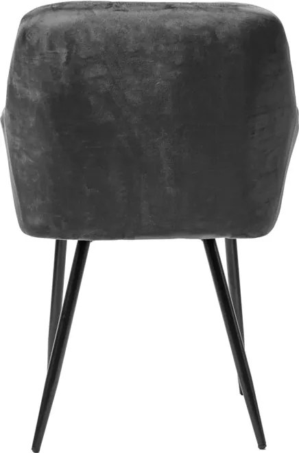 Fotoliu de masa gri MARLEN VELVET cu picioare negre