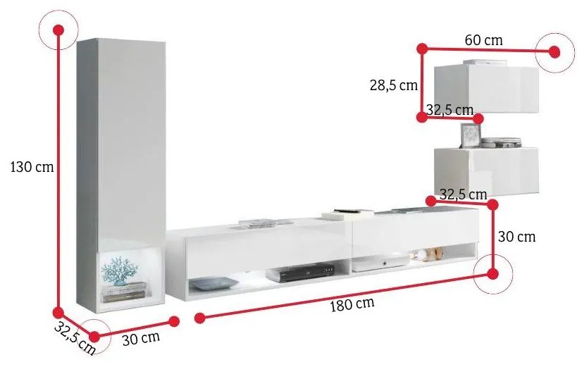 Expedo Set mobilier TROLY, wotan/alb/alb luciu