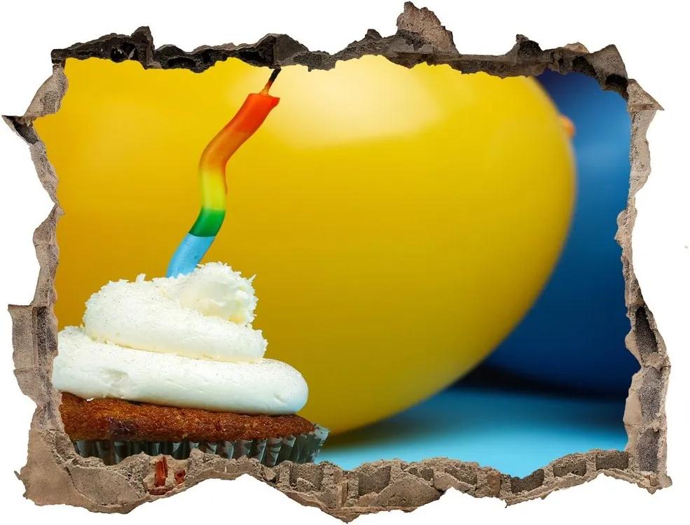 Autocolant de perete gaură 3D Cupcake ziua de nastere