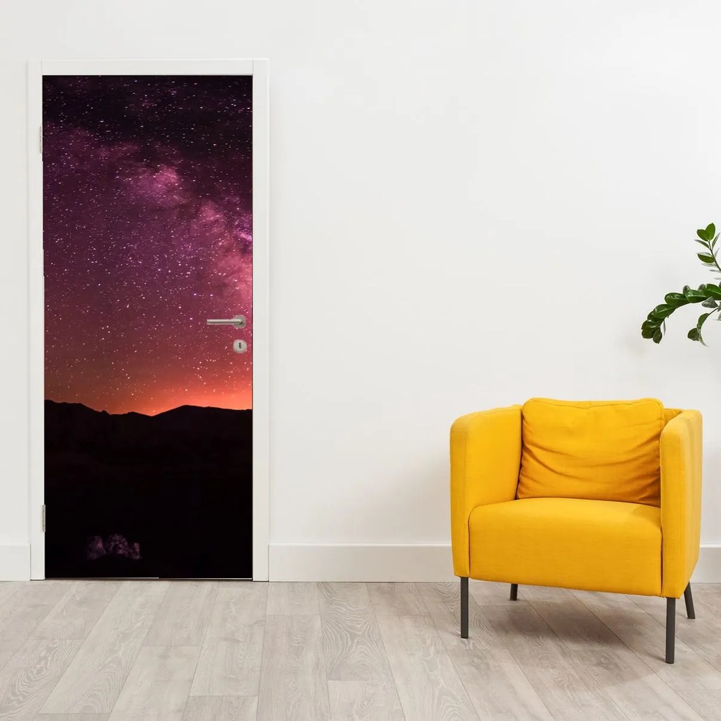 Fototapet pentru ușă - Calea lactee roz (95x205cm)