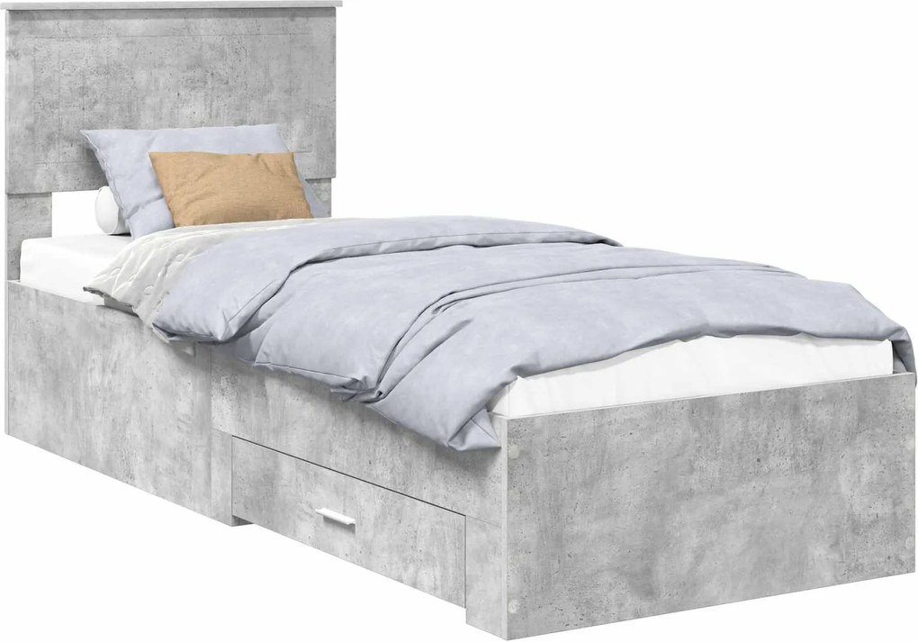 vidaXL Cadru de pat Gri beton și argintiu 70 x 190 cm Lemn compozit