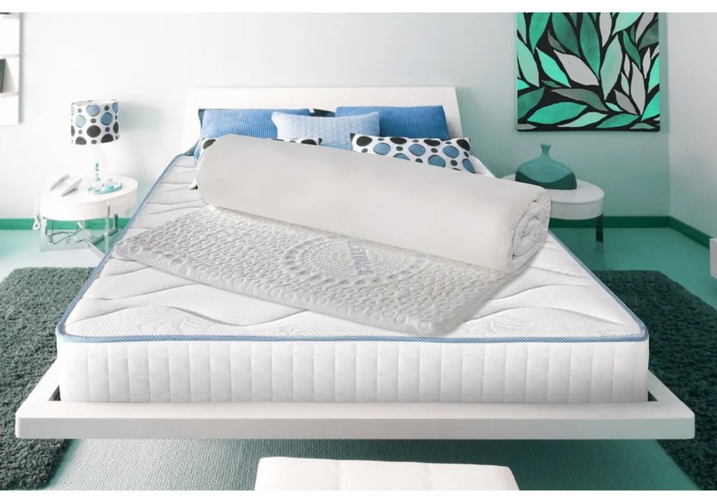 Topper Green Future, Cool Touch, 160 x 190 cm, H 4 cm, spuma memory cu particule reci