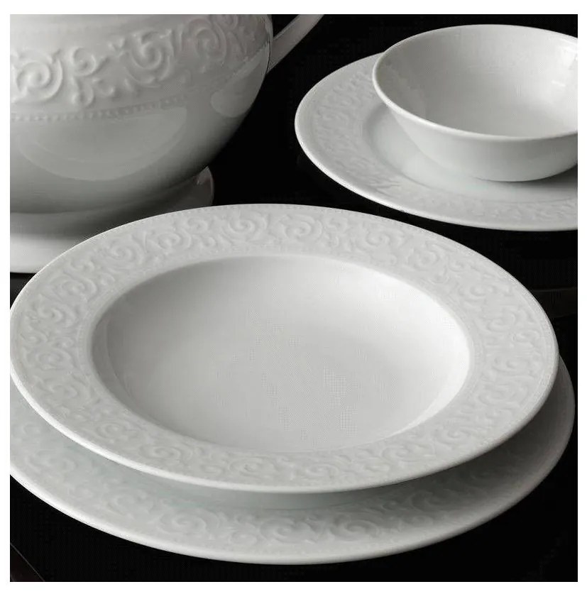 Set de masă, 24 piese, alb/porțelan