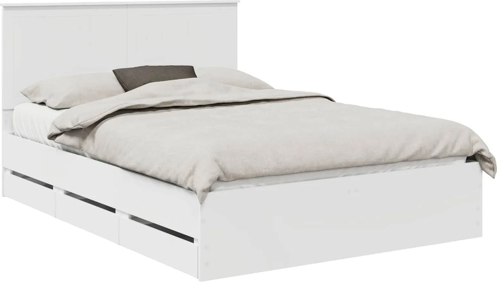 vidaXL Cadru de pat cu headboard Alb 140 x 200 cm Lemn Ingineresc
