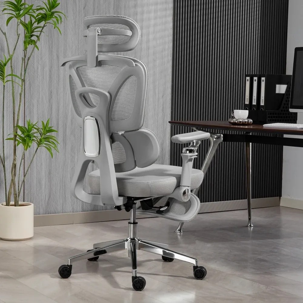 RESIGILAT- METACHAIR FOAM SEAT Scaun ergonomic, cotiere 6D, suport lombar reglabil, spătar reglabil înălțime, tetieră 2D, suport picioare, mecanism multifunctional inclinare/blocare, pivotant, Mesh, Gri