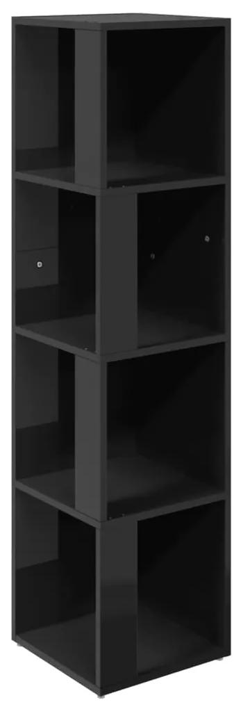 Dulap de colt, negru extralucios, 33x33x132 cm, PAL negru foarte lucios, 33 x 33 x 132 cm, 1, 33 x 33 x 132 cm
