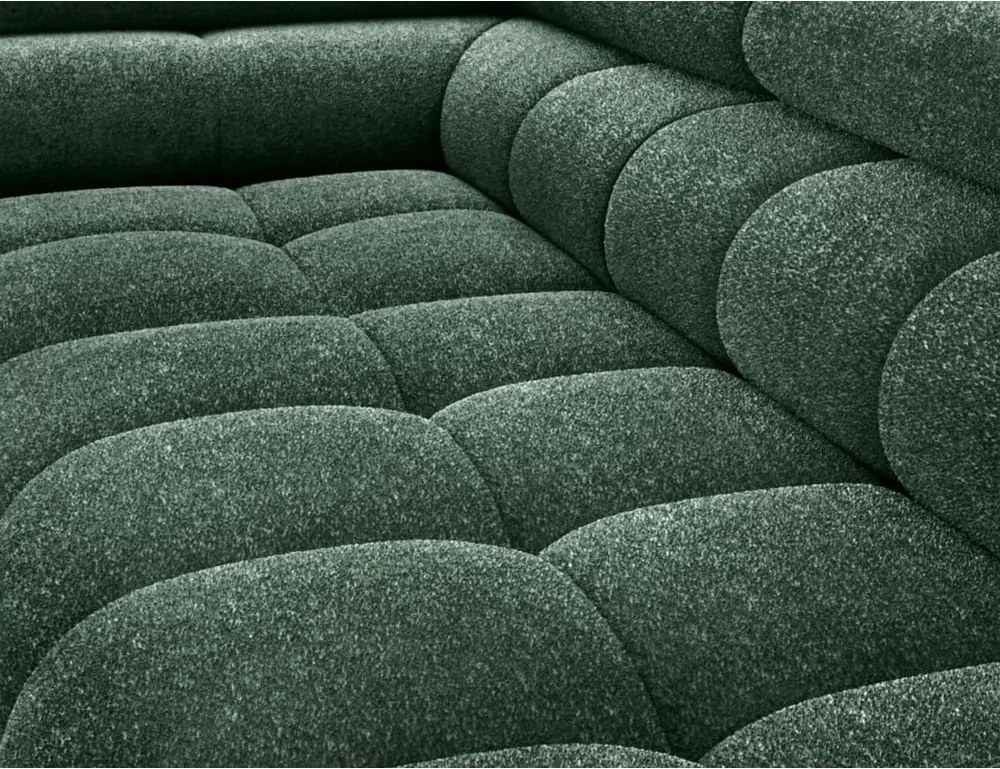 Colțar verde extensibil/cu spațiu de depozitare cu tapițerie din țesătură bouclé (cu colț pe partea stângă/în formă de ”L”) Ferucce – ELTAP