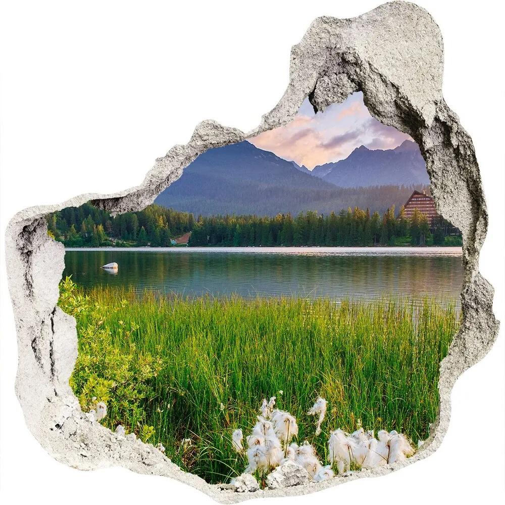 Fototapet 3D gaură în perete Lacul în munți