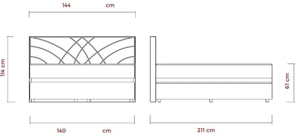 Pat tapițat GINA 140x200 cm, cu saltele și spațiu de depozitare, bej