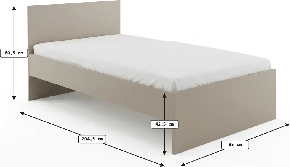 Pat ELISA 90 x 200 cm, bej casmir Saltele: Saltea Sommera 18 cm, Somiera pat: Cu lamele drepte