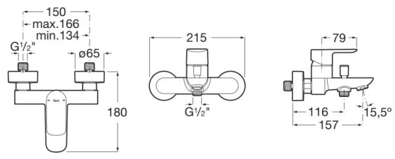 Baterie de cadă Roca A5A026EC00 CALA crom lucios
