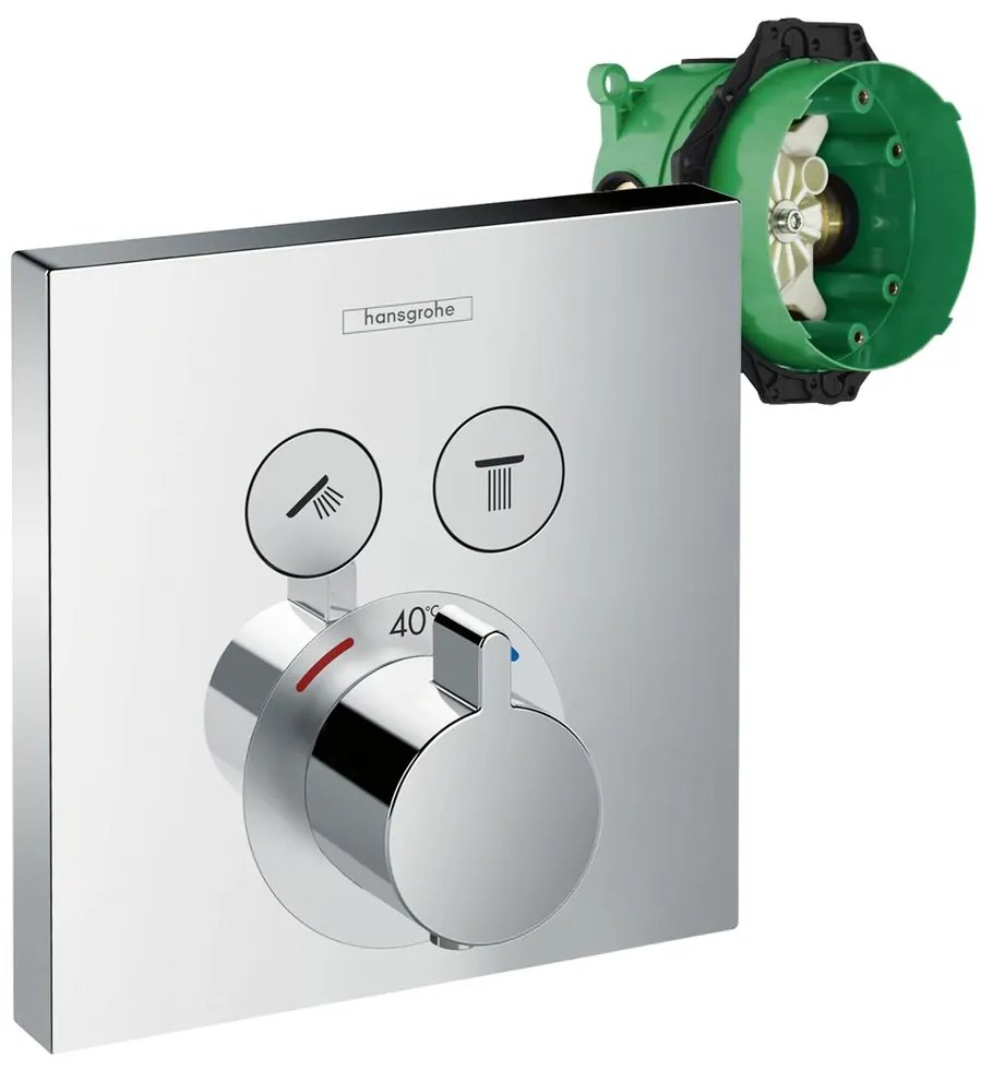 Baterie dus incastrata Hansgrohe ShowerSelect crom lucios 2 functii plus iBox