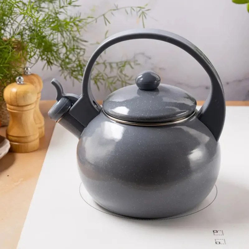 Ceainic cu fluier Kinghoff KH 2079, 2 l, Interior emailat, Toate plitele inclusiv inductie, Gri