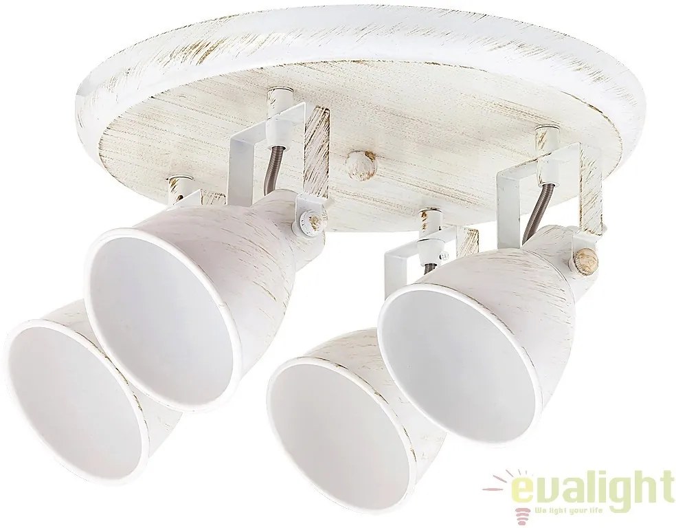 Plafoniera, Lustra cu 4 spoturi design VINTAGE, finisaj alb antic, Vivienne 5969 RX
