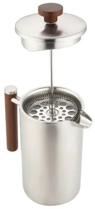 Presă franceză pentru cafea / ceai Kinghoff KH 1995, 1 l, Oțel inoxidabil, Pereți dubli, Inox