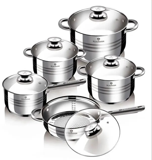 Set oale si tigai otel inoxidabil (12 piese) Jumbo Gourmet Line Blaumann BL 3135