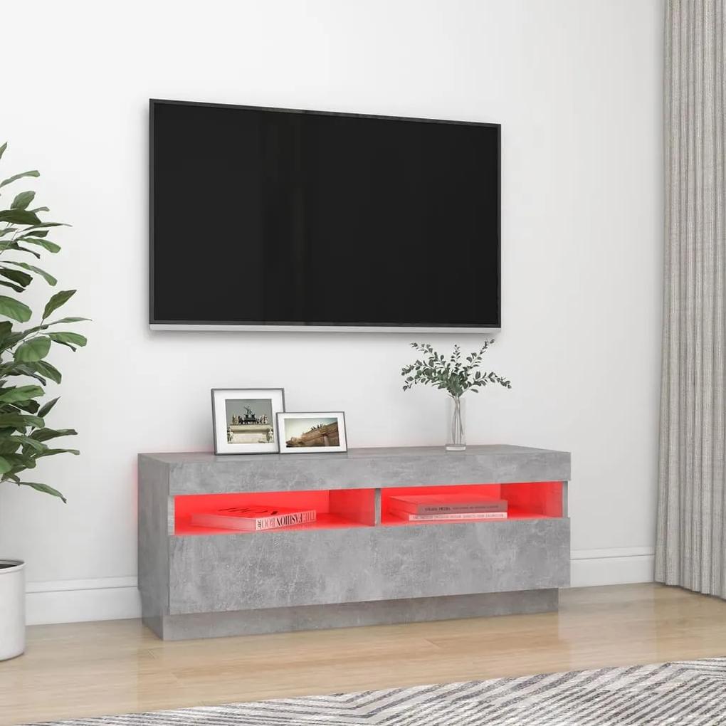 Comoda TV cu lumini LED, gri beton, 100x35x40 cm 1, Gri beton, 100 x 35 x 40 cm