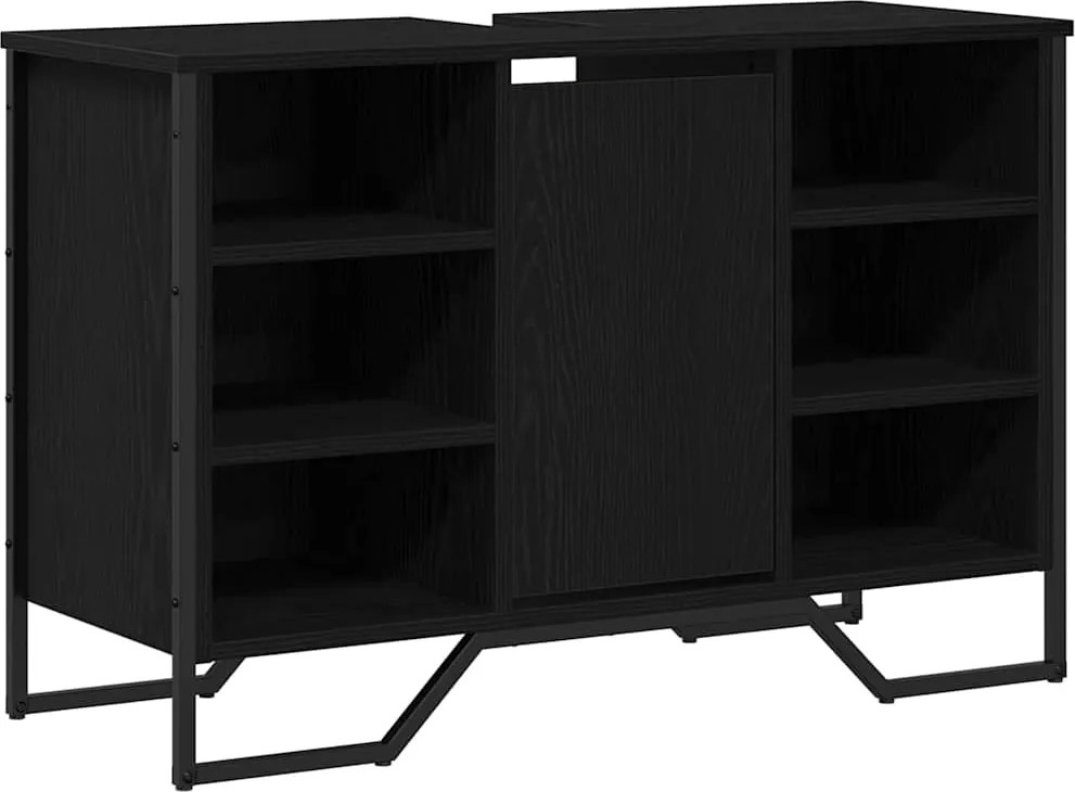 vidaXL Dulap pentru Chiuveta de Baie Stejar Negru 91 x 35 x 60 cm