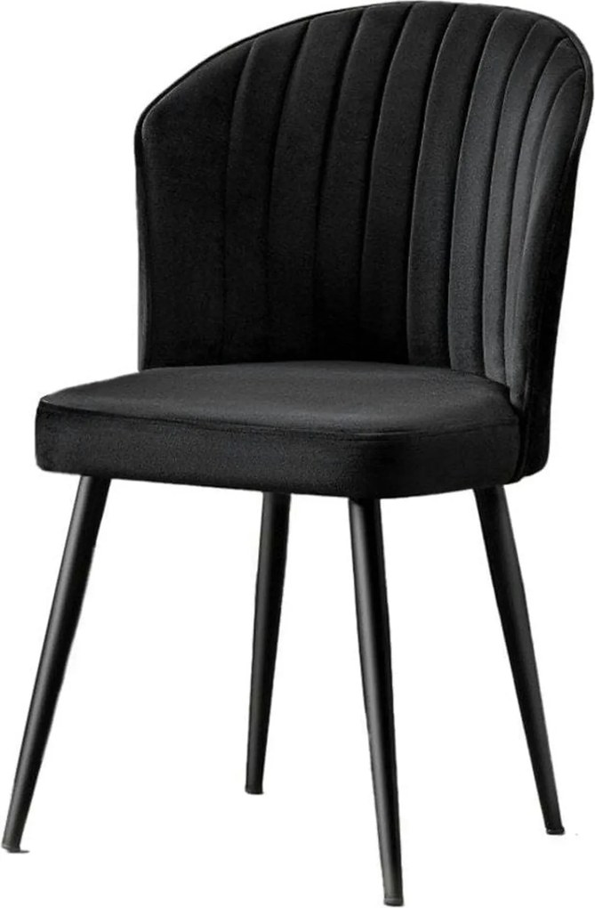 Set 2 scaune RUBI, negru, stofa catifelata/metal, 52x42x85 cm