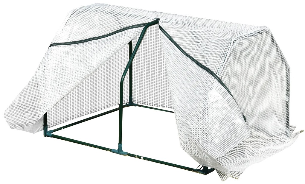 Mini Seră Outsunny pentru grădină și balcon din plastic PE și oțel cu închidere cu fermoar, 99x71x60 cm, de culoare alb transparent | Aosom Romania