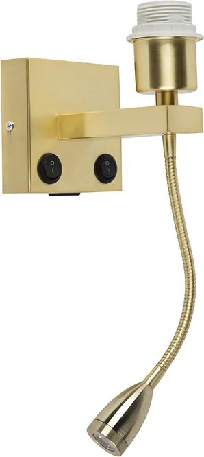 Aplică Art Deco aurie cu USB și braț flexibil - Brescia Combi