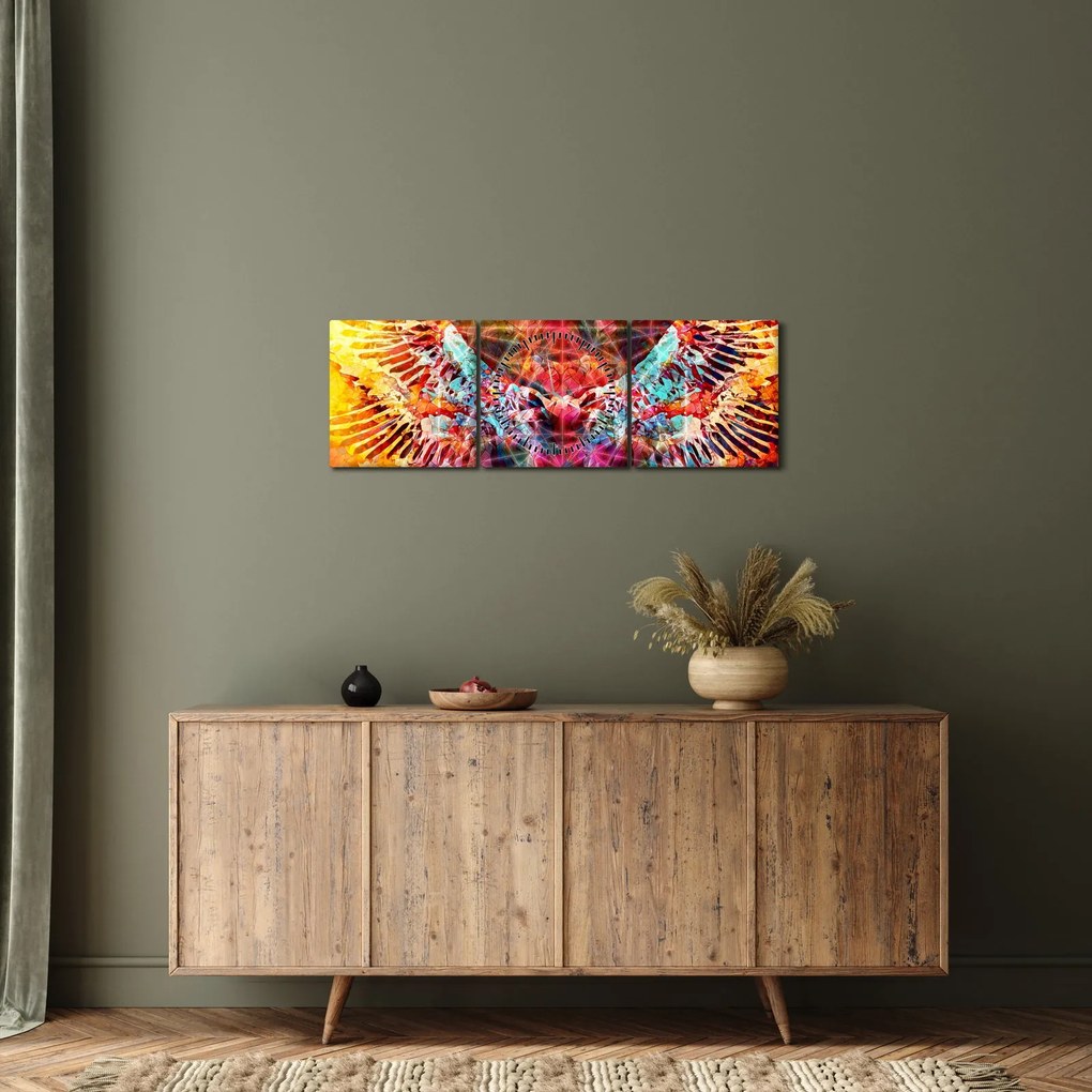 Tablou - Merkaba cu aripi, abstracție (cu ceas) (90x30 cm)