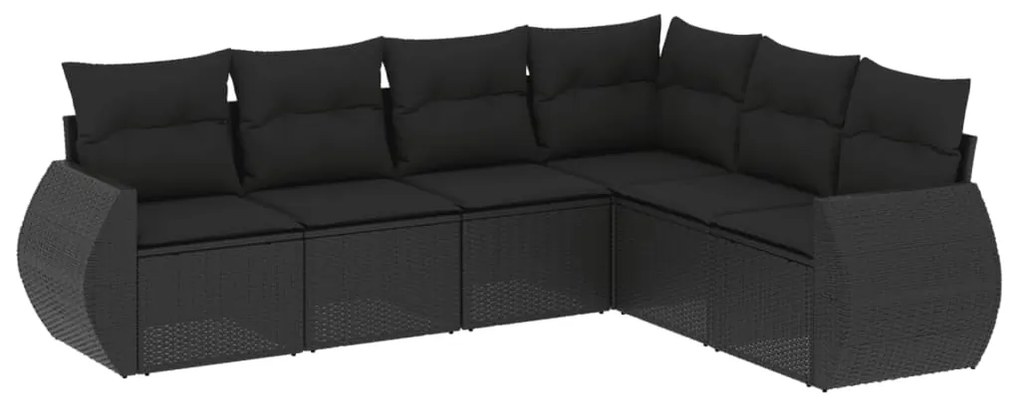 3253742 vidaXL Set mobilier de grădină cu perne, 6 piese, negru, poliratan