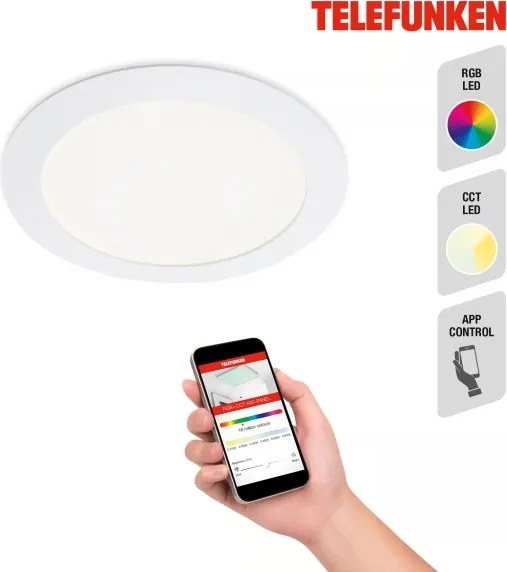 Telefunken 309406TF - Corp de iluminat încastrat LED RGBW dimerizabil FRAME LED/12W/230V, alb