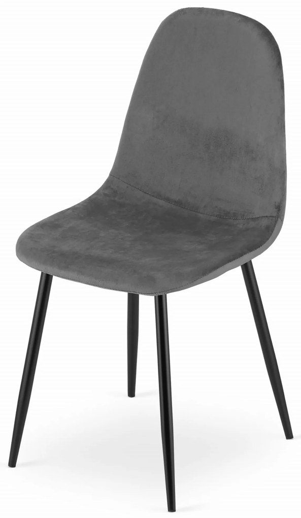 OFERTA Scaun de catifea gri inchis COMO cu picioare negre calitatea a II-a