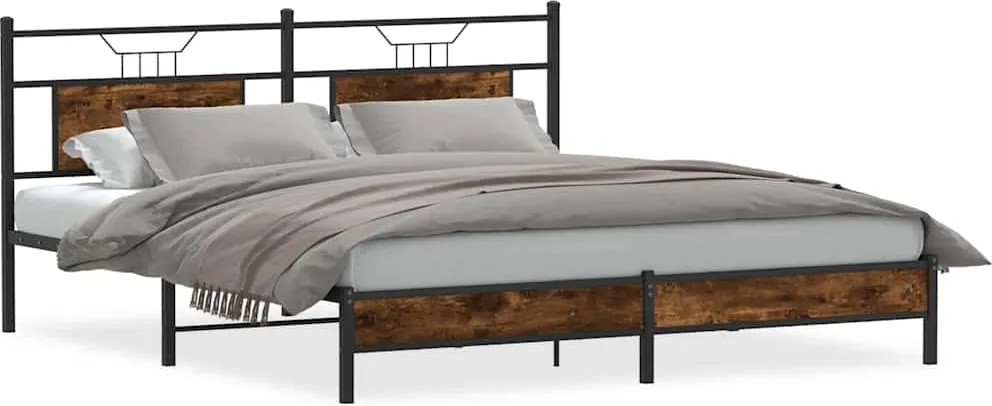 vidaXL Cadru de pat fără saltea Stejar afumat 183x203cm Lemn prelucrat