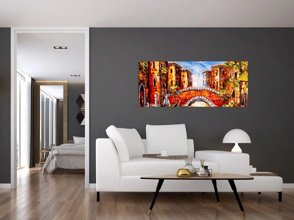 Tablou - Pictură în ulei a orașului III. (120x50 cm)