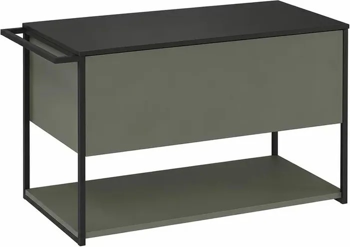 Set dulap baza suspendat Krofam Lov verde-negru 80 cm blat negru finisaj piatra