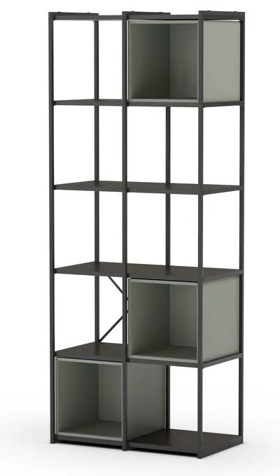 Bibliotecă verde/neagră 71x179 cm Anya – Marckeric