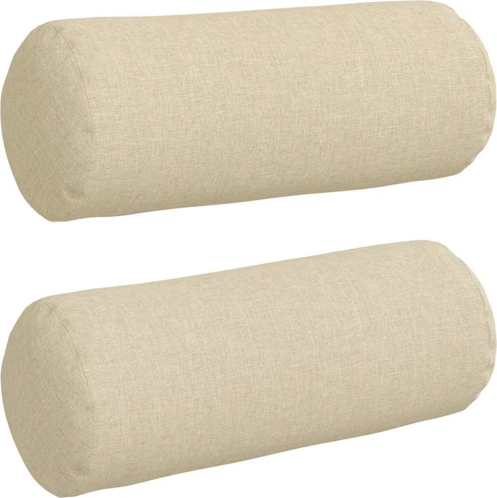 vidaXL Perne Bolster 2 pcs Crem Ø 15 x 40 cm țesătură