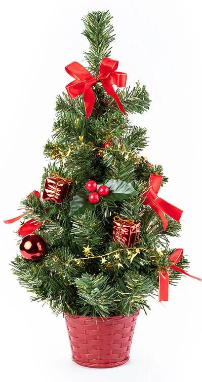 Brăduleţ de Crăciun decorat, 50 cm, roşu