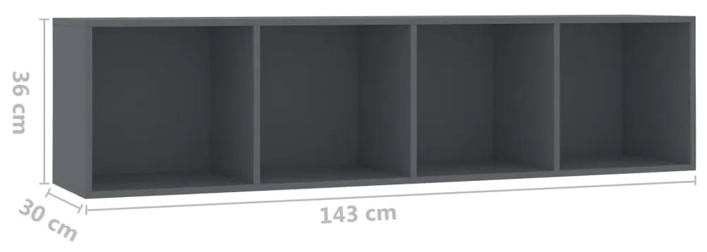 Biblioteca Comoda TV, gri, 143x30x36 cm 1, Gri