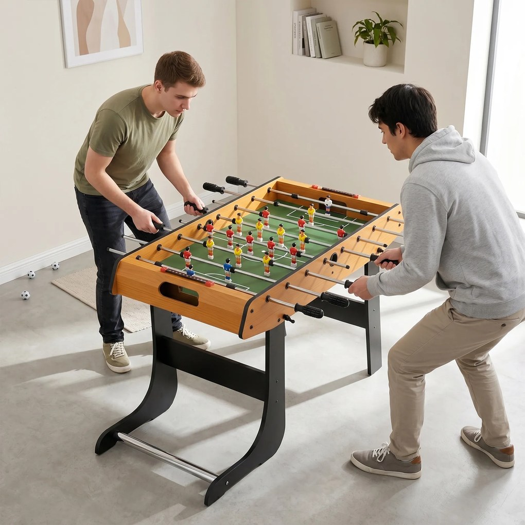 HOMCOM Masă de Fotbal Pliabilă, 22 Jucători și 2 Bile, 98x42x62,5 cm, Lemn | Aosom Romania