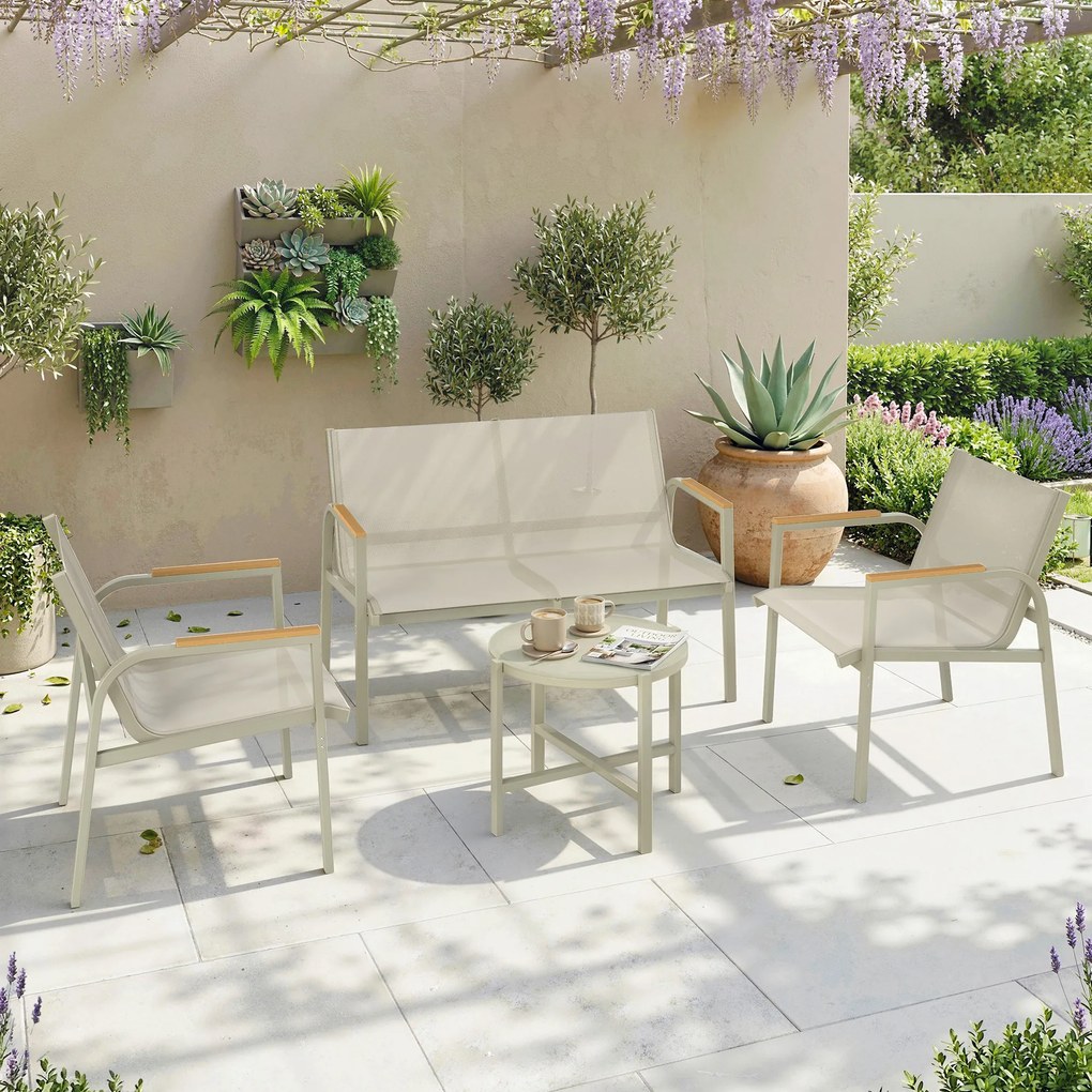 Outsunny Set Canapea de Exterior cu 2 Fotolii, Verde | Aosom Romania