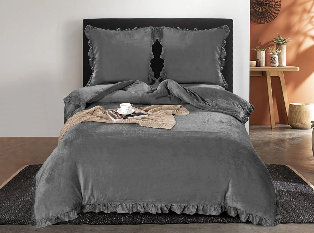 Lenjerie cocolino KOLANTE gri inchis Dimensiune lenjerie de pat: 70 x 80 cm | 140 x 200 cm