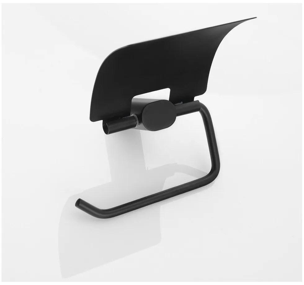 Suport pentru hârtie igienică negru mat de montat pe perete din alamă Flori – Sapho