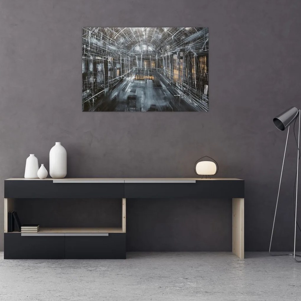 Tablou cu u interiorul clădirii vechi (90x60 cm)